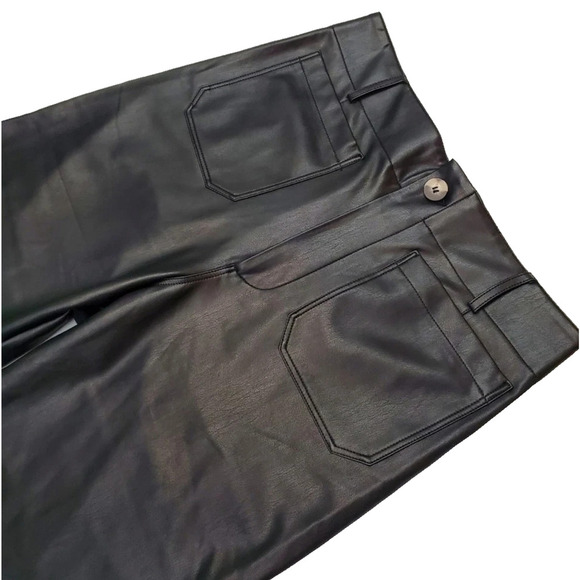 Maeve by Anthropologie Faux Leather Wide-Leg Pants – Size 10P (Petite) - Picture 7 of 8
